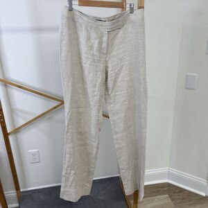 Talbots Irish Linen Chino Pants (Sz 12 Long) Beige Flax Oatmeal Straight Leg